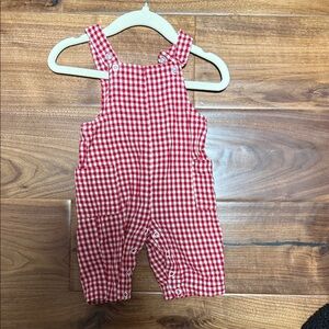 Red Gingham Overalls with Snap Closures